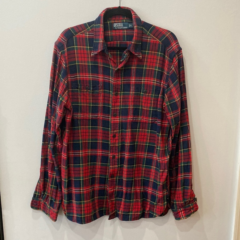 Vintage Plaid Polo Shirt Size Large
